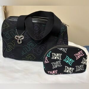 TNA Black Travel Bag Set with Multicolor Logo